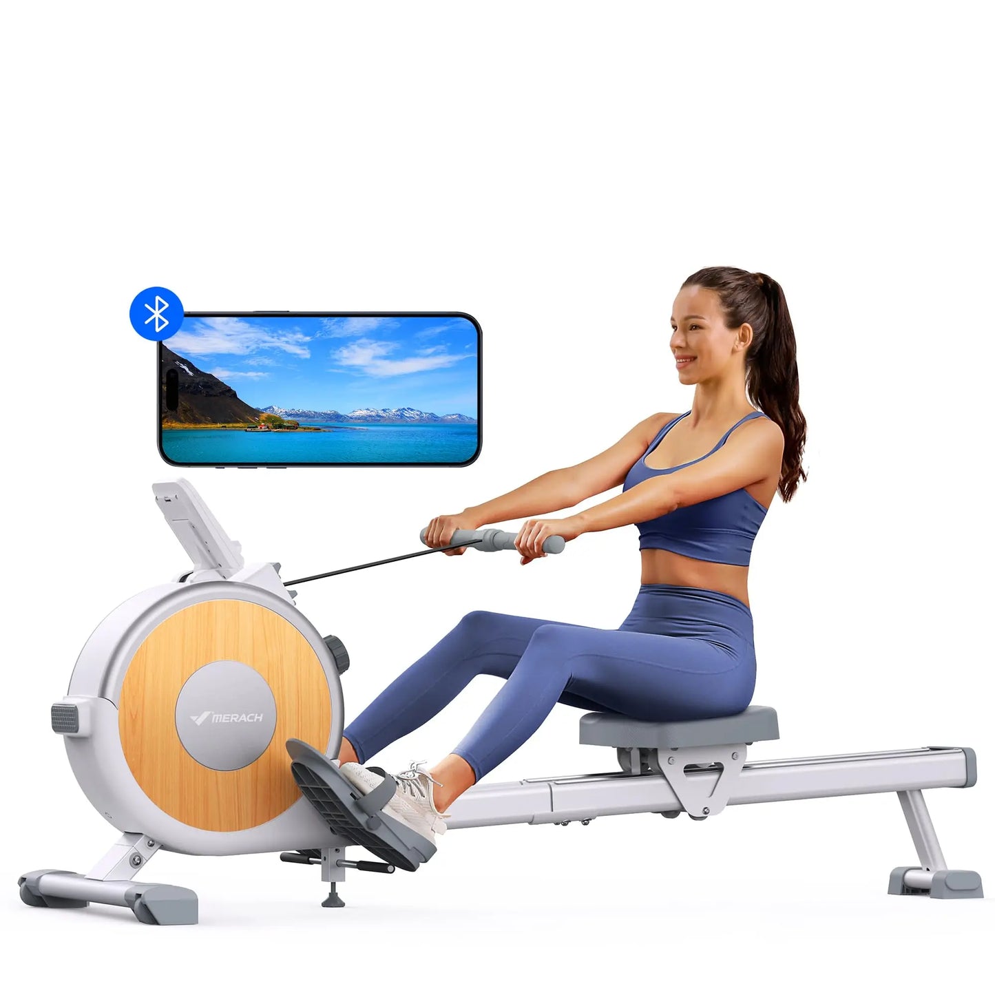 Rowing Machine Magnetic Rower Machine for Home 16 Levels Quiet Resistance Dual Slide Rail Max 350lb Weight Capacity  R02