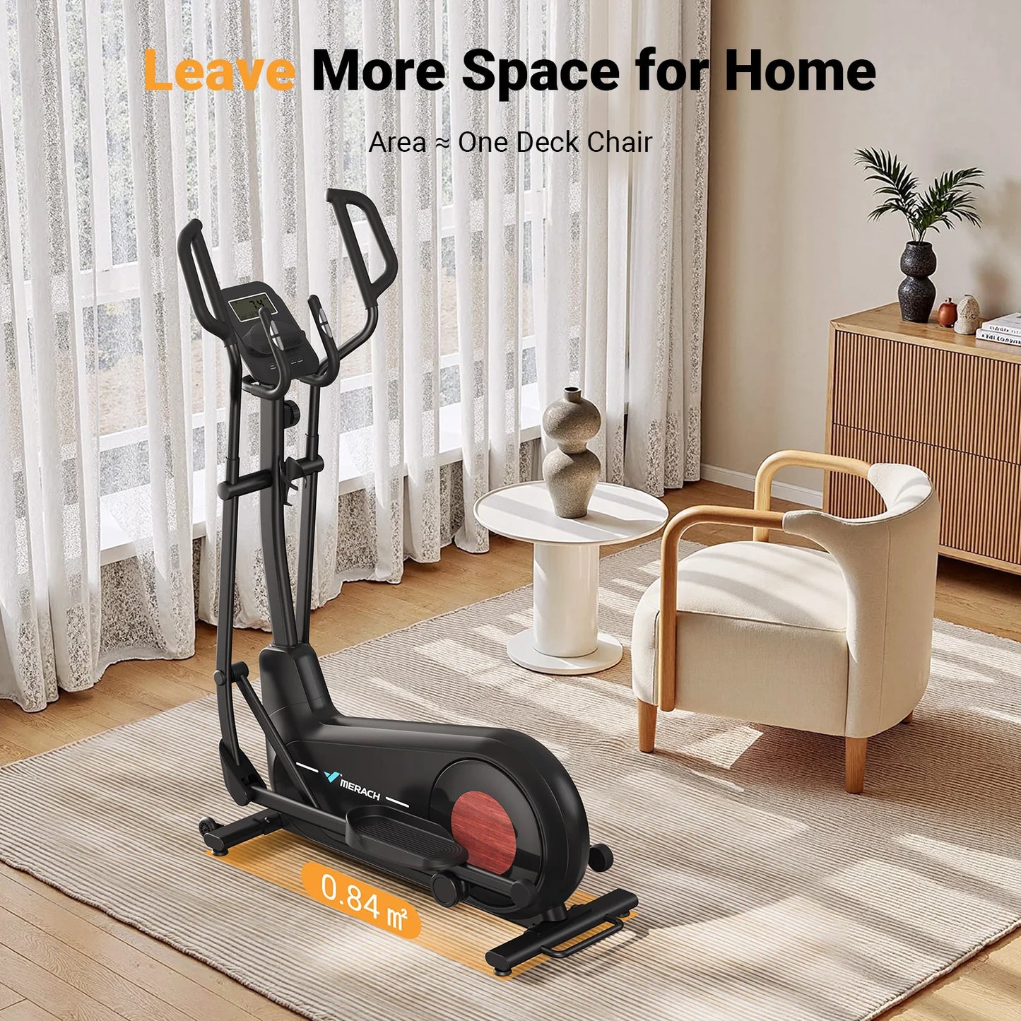 Elliptical Exercise Machine with 18.5IN Stride Hyper-Quiet Magnetic Drive System Elliptical Trainer 8 Resistance Levels