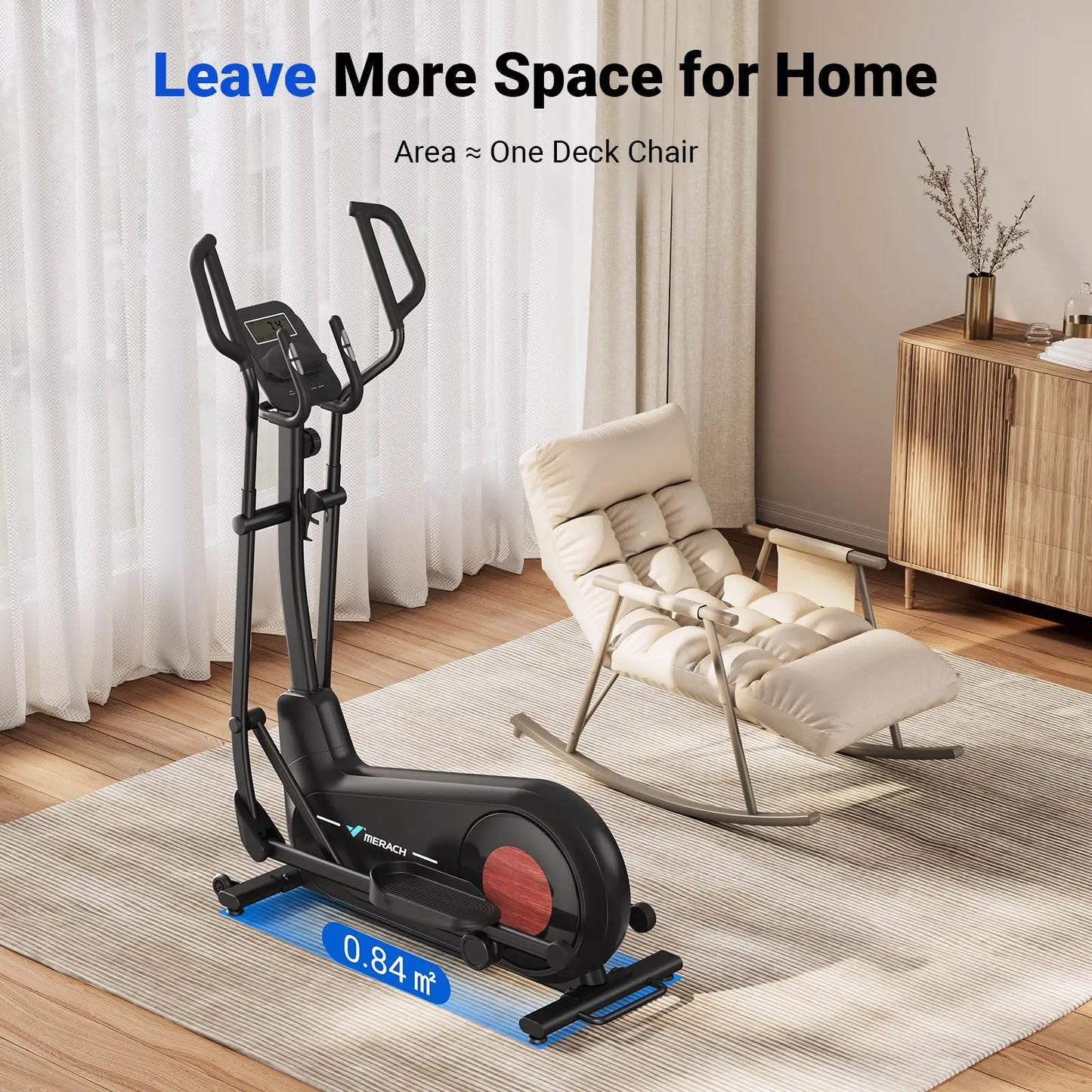 Elliptical Exercise Machine with 18.5IN Stride Hyper-Quiet Magnetic Drive System Elliptical Trainer 8 Resistance Levels