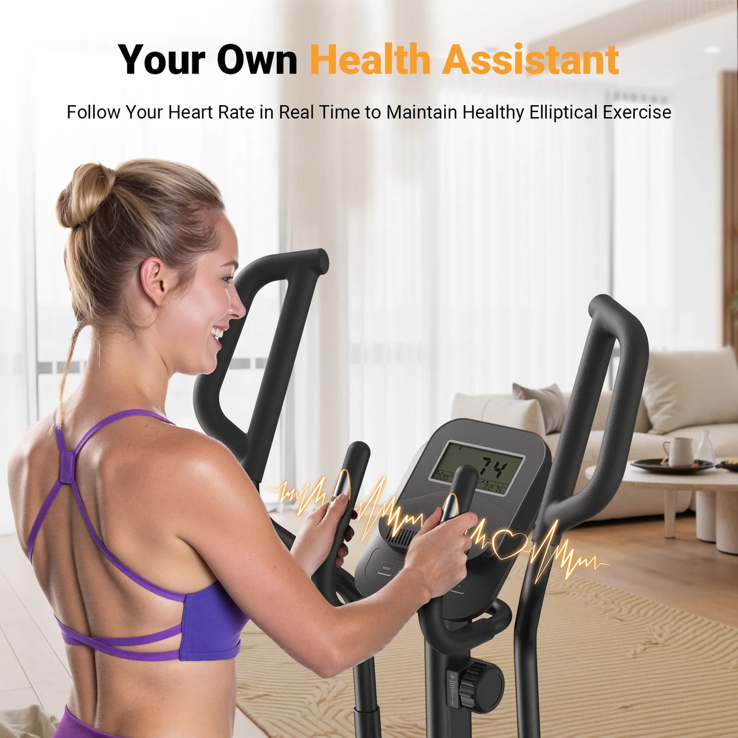 Elliptical Exercise Machine with 18.5IN Stride Hyper-Quiet Magnetic Drive System Elliptical Trainer 8 Resistance Levels