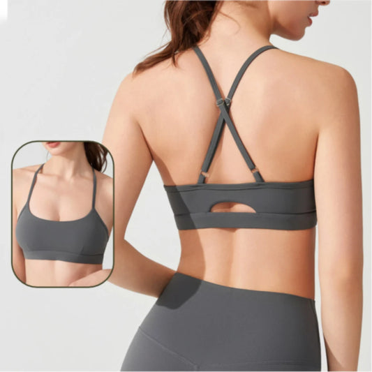 Women's  Sports Bra – Racerback Shockproof Push-Up Yoga Top – Adjustable Straps for Running, Fitness & High-Impact Workouts