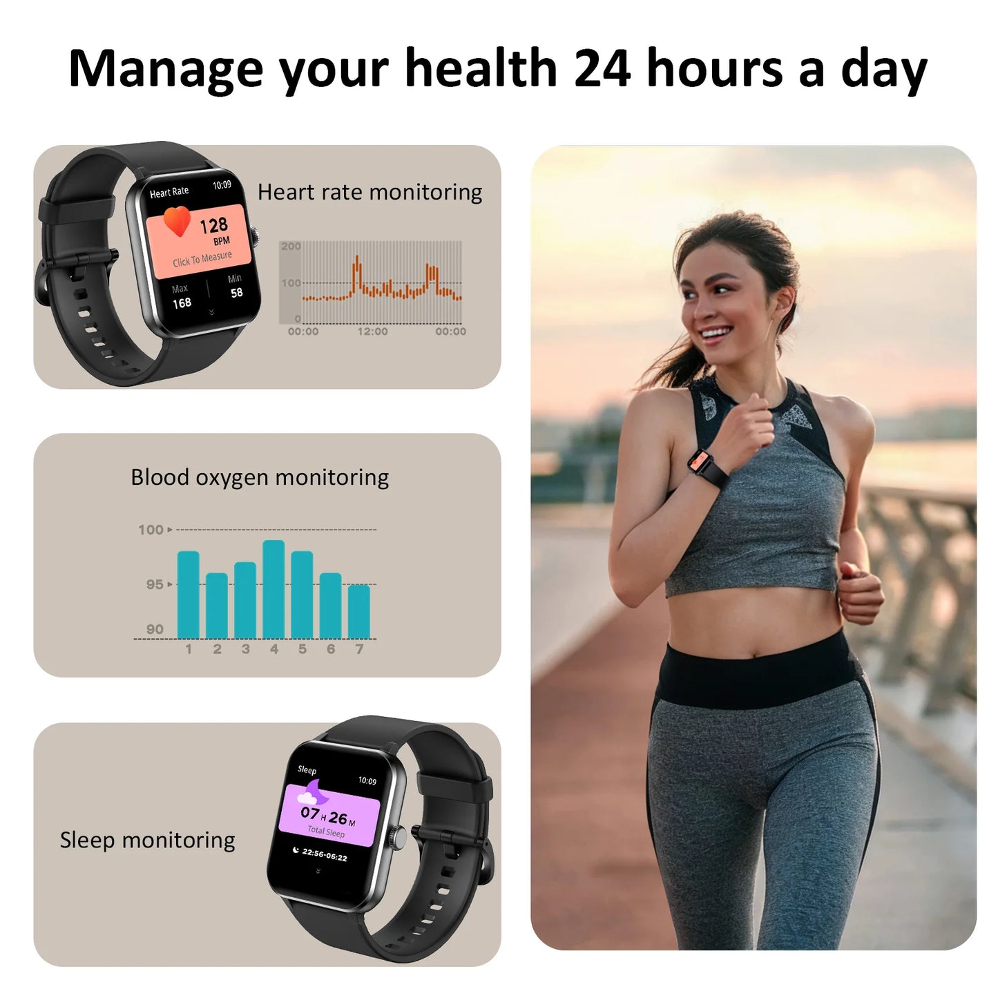 R50 Bluetooth Call Smart Watch 1.85'' HD Display Fitness Sport Watch Heart Health Sleep Monitoring Fitness Men Women Watches