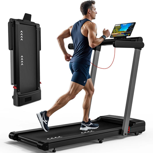 2-in-1 Treadmill for Home, 12 Km/H, Dual Led Display, 12 Programs, Foldable, Shock Absorption, App Compatible