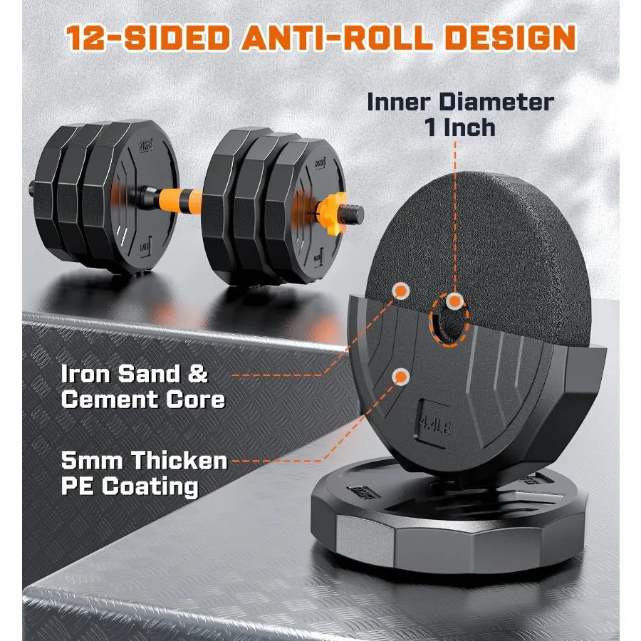 5in1 Adjustable Dumbbell Set with Connector for Home Gym: Versatile Free Weights for Strength Training Functional Exercises and
