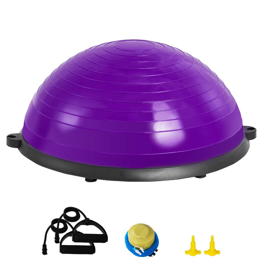 SucceBuy Half Exercise Ball Trainer Balance Ball Trainer Stability Ball Yoga Ball with Resistance Bands Foot Pump Strength Ball