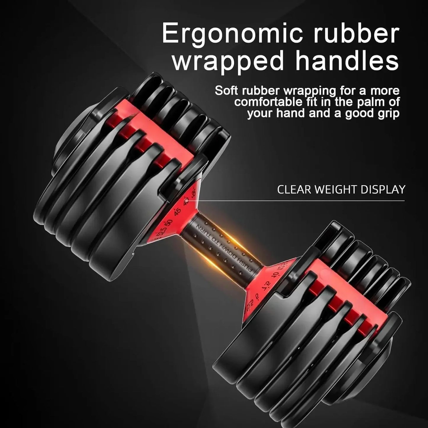 Adjustable Dumbbells Set (2 Pieces) Free Weights Dumbbells Set Adjustable Dumbbell Set 52.5 lbs per piece, 105 lbs total 15-in-1
