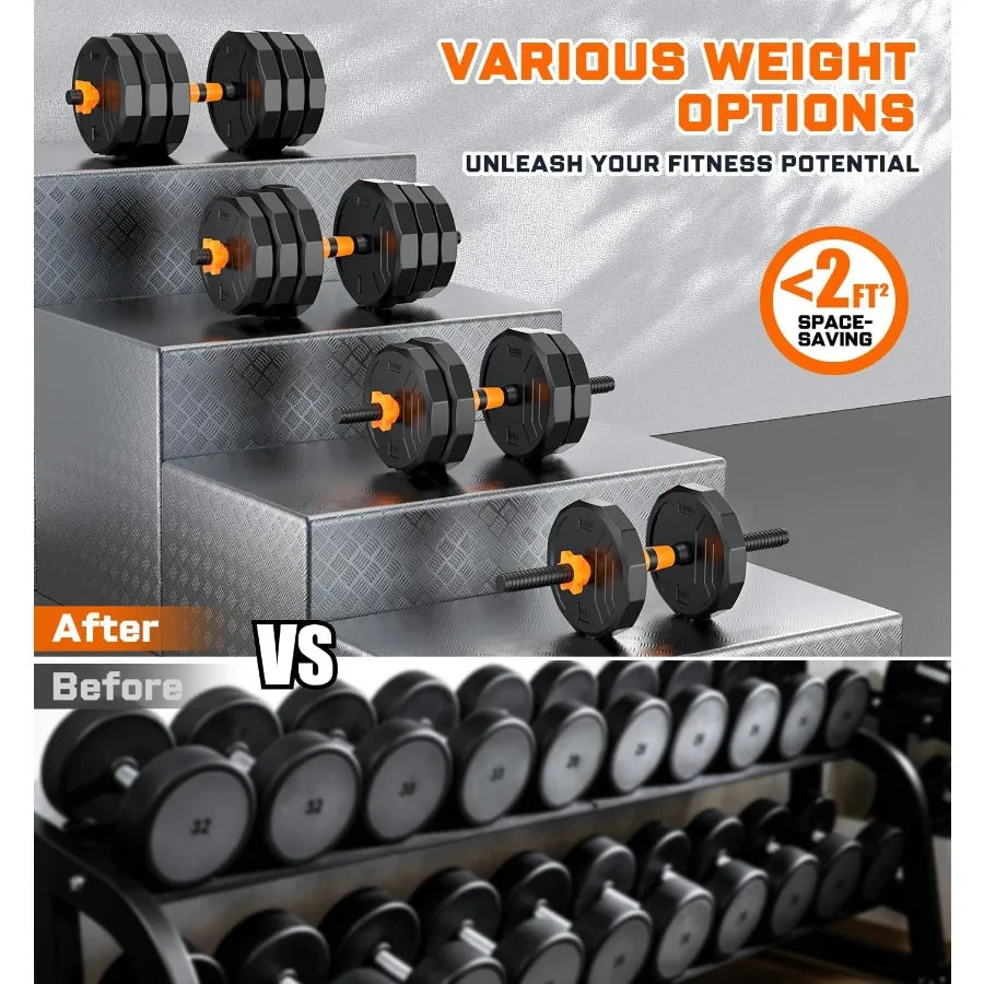 5in1 Adjustable Dumbbell Set with Connector for Home Gym: Versatile Free Weights for Strength Training Functional Exercises and