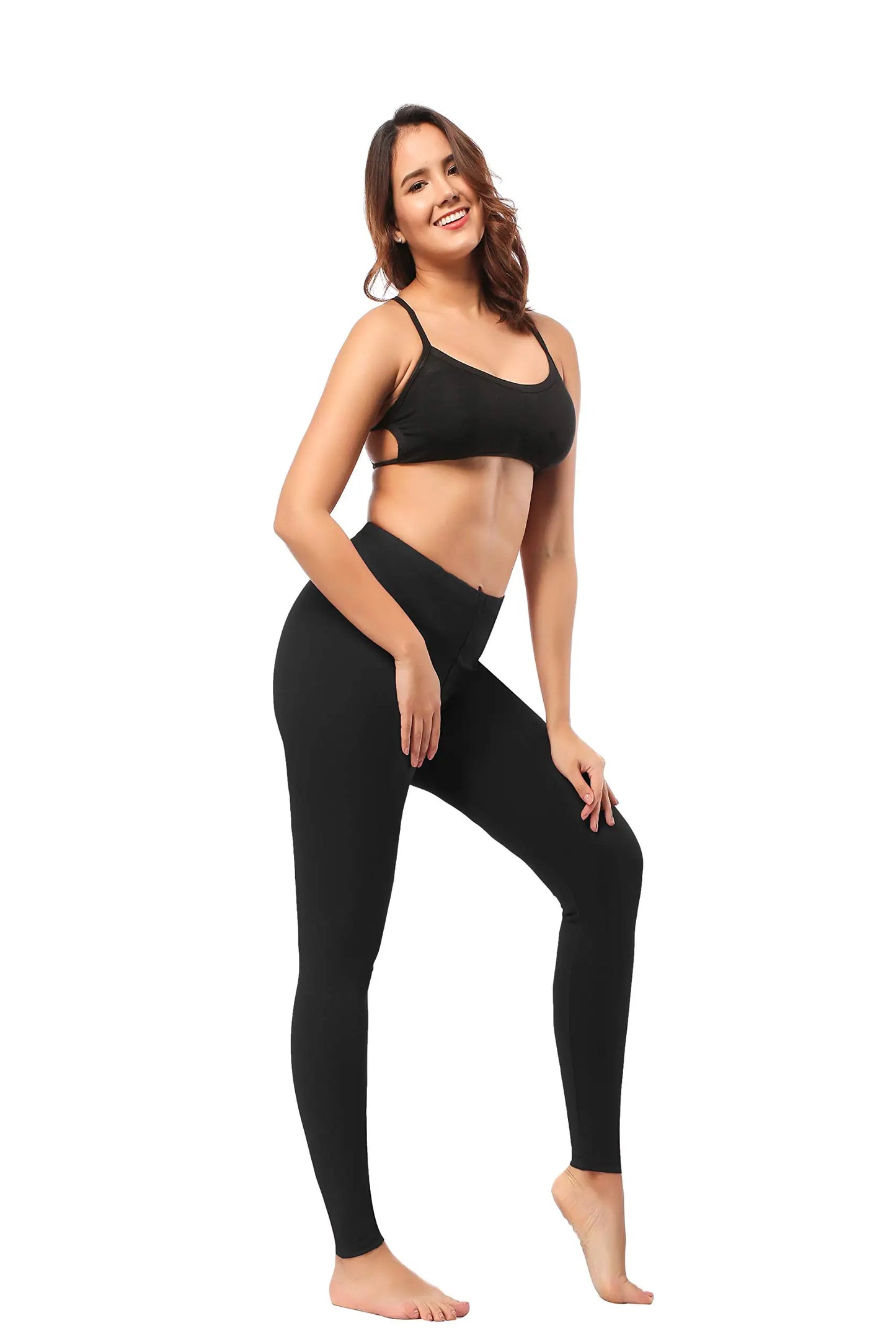 7 Pack Leggings for Women Butt Lift Low Waisted Tummy Control Slimming Black No See-Thru Yoga Pants Workout Running