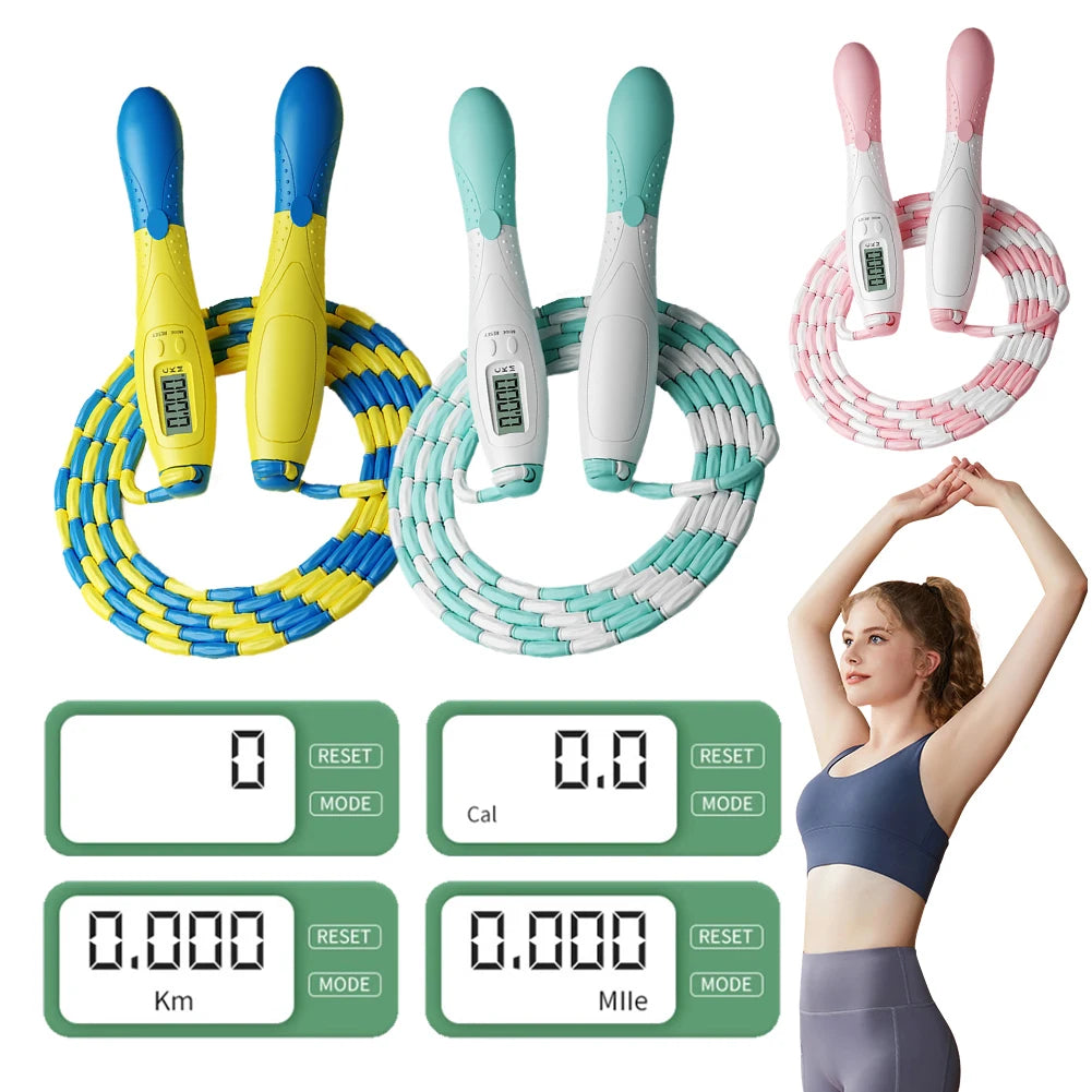 Beaded Jump Rope Skipping Rope with Counter Plastic Segmented Jump Rope Soft Beaded Skipping Rope for Indoor Outdoor