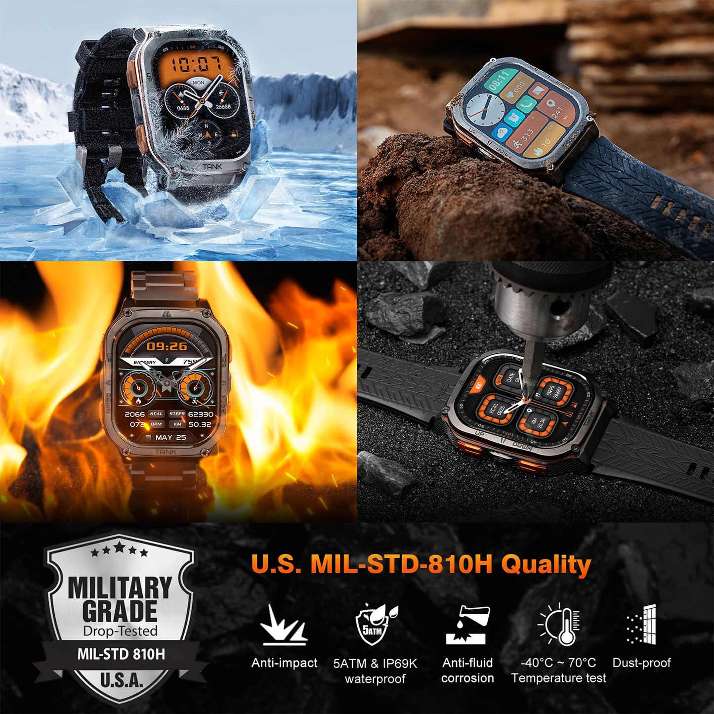 GPS Smartwatches For Men Women Smartwatch 480mAh Digital Fitness AMOLED AOD Bluetooth Watches