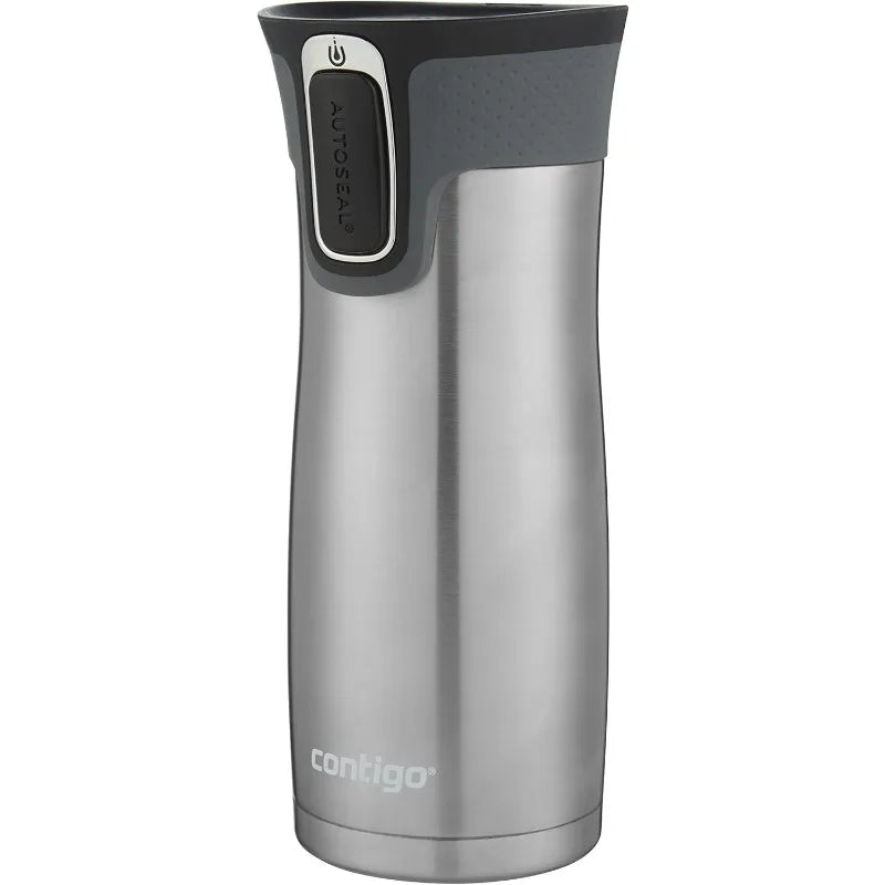 Contigo West Loop Stainless Steel Vacuum-Insulated Travel Mug with Spill-Proof Lid, 16 Ounces, Monaco; Stainless Steel, 2-Pack
