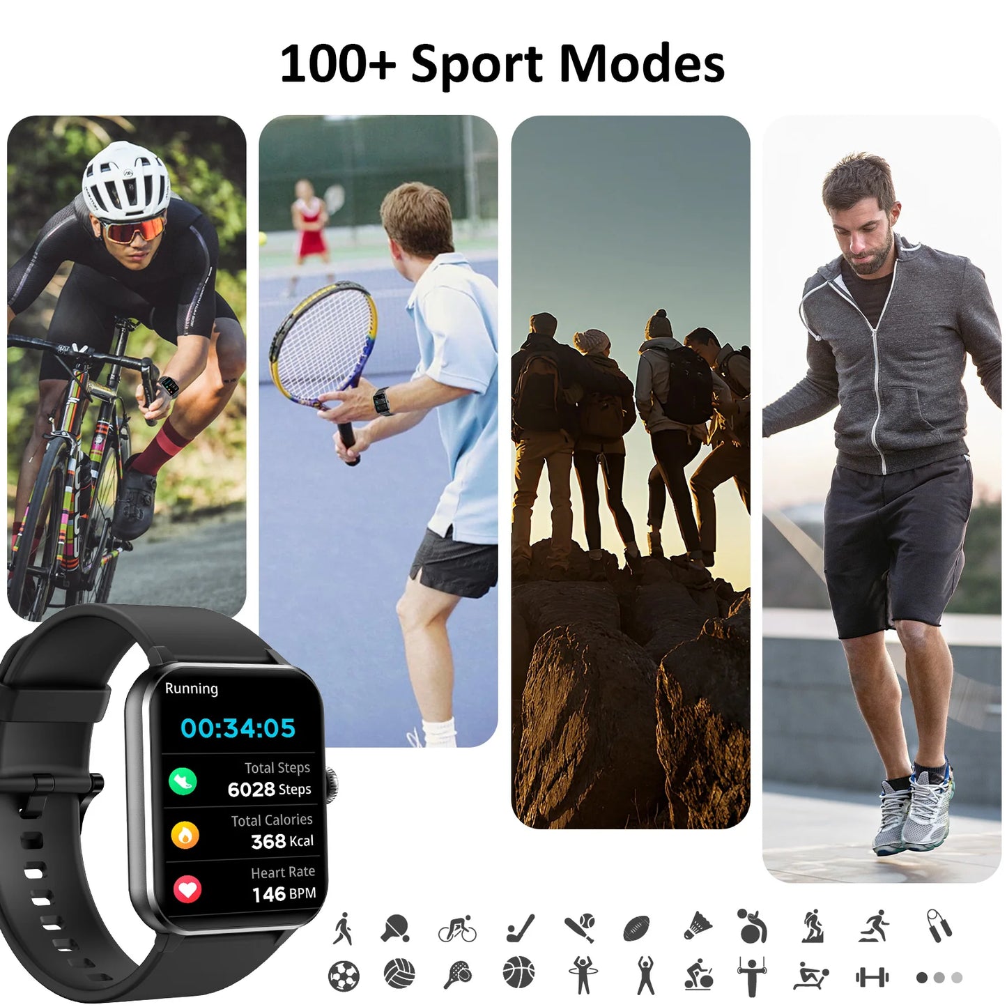 R50 Bluetooth Call Smart Watch 1.85'' HD Display Fitness Sport Watch Heart Health Sleep Monitoring Fitness Men Women Watches