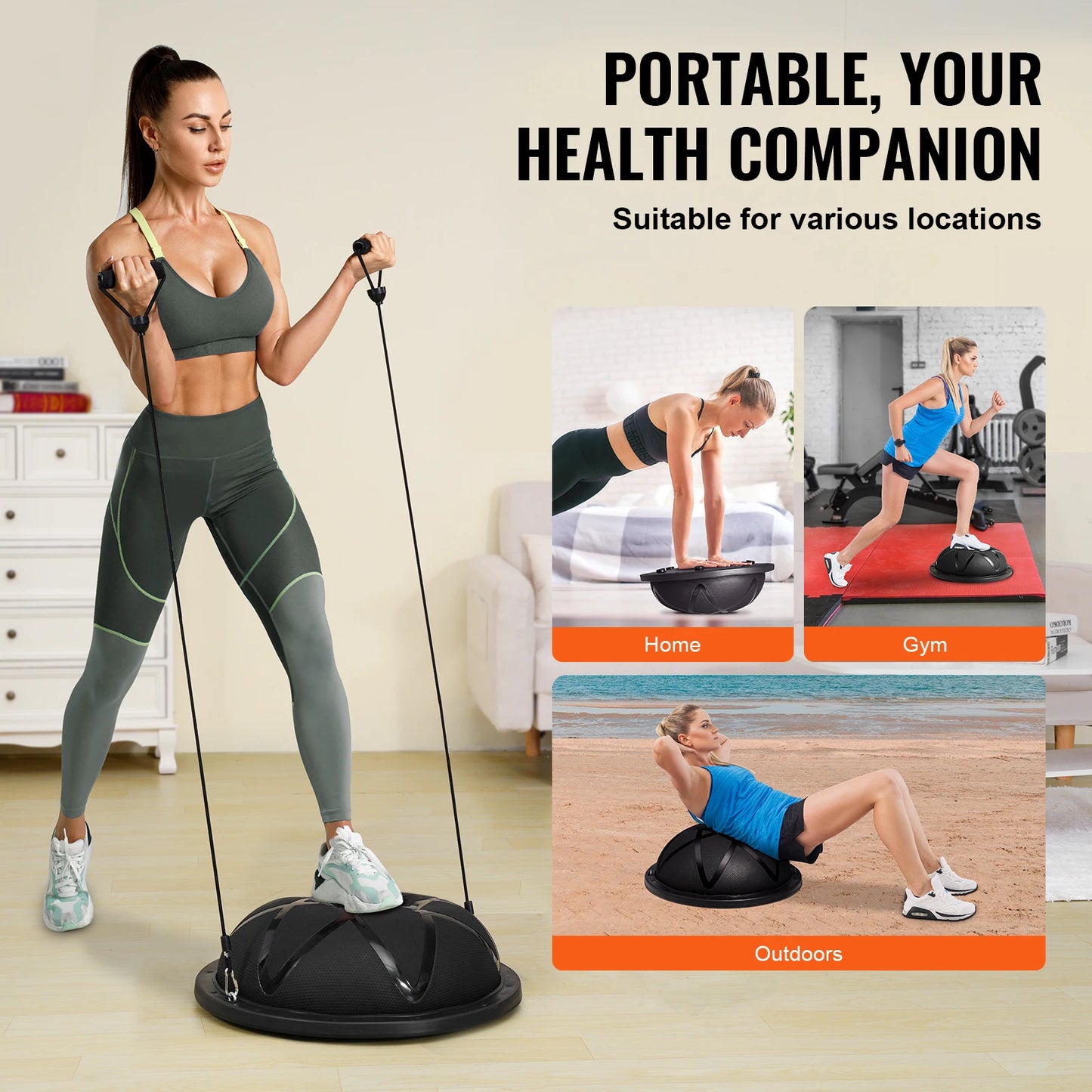 SucceBuy 23in Half Exercise Ball Trainer Balance Ball Trainer 660 lbs Capacity Stability Yoga Ball Home Gym Full Body Workouts