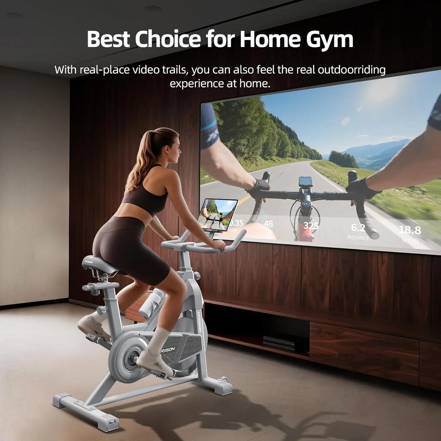Semi-Commercial Exercise Bike 400 lbs Capacity, Magnetic Stationary Bikes for Home Gym with Bluetooth & Tablet Holder & Comforta