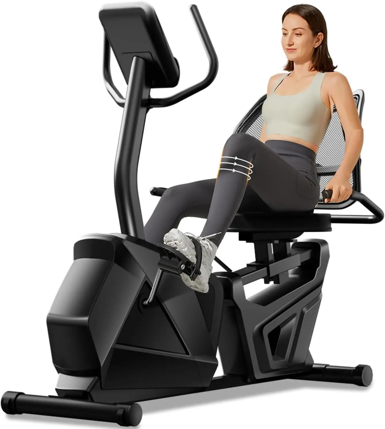 Recumbent Exercise Bike, Stationary Bikes for Home with Adjustable Seat, 16-Level Magnetic Resistance Recumbent Exercise Bike fo
