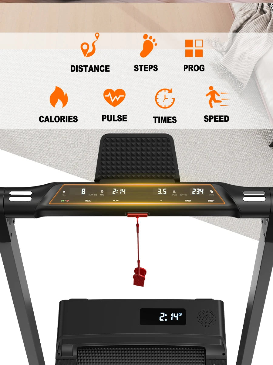 2-in-1 Treadmill for Home, 12 Km/H, Dual Led Display, 12 Programs, Foldable, Shock Absorption, App Compatible