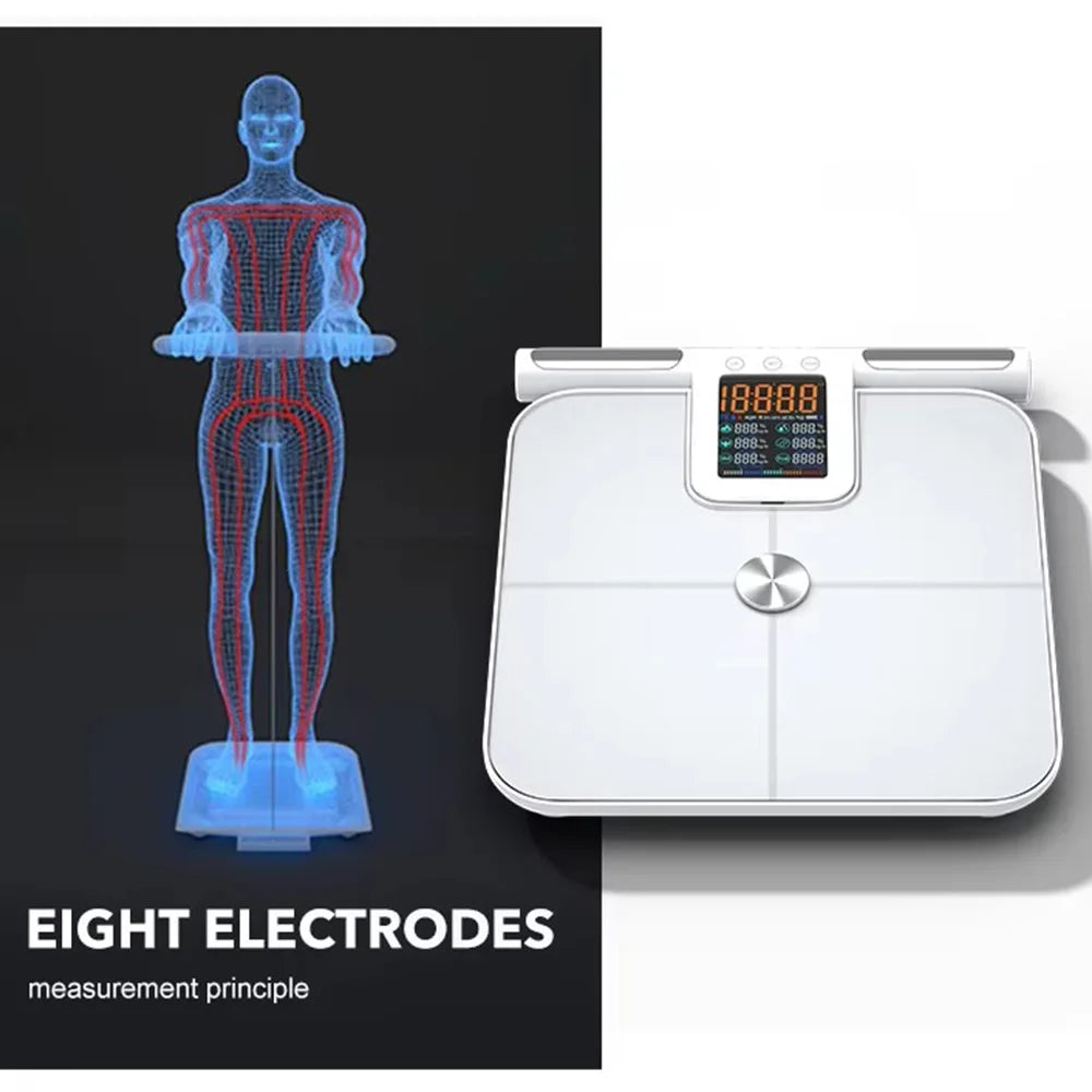 8-Electrode Smart Body Composition Scale – Segmental Muscle & Fat Analyzer, Visceral Fat, Bone Mass, Bluetooth, App Sync for Wei