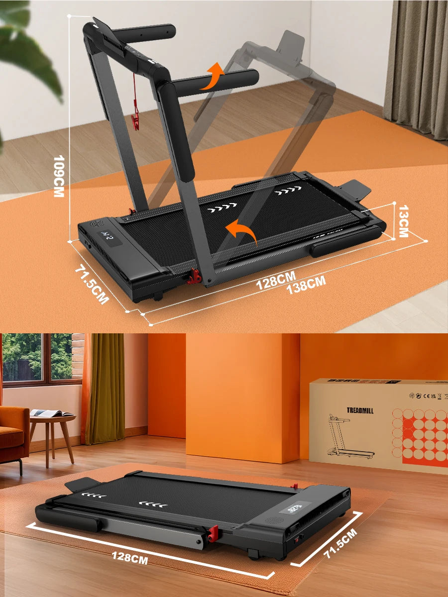 2-in-1 Treadmill for Home, 12 Km/H, Dual Led Display, 12 Programs, Foldable, Shock Absorption, App Compatible