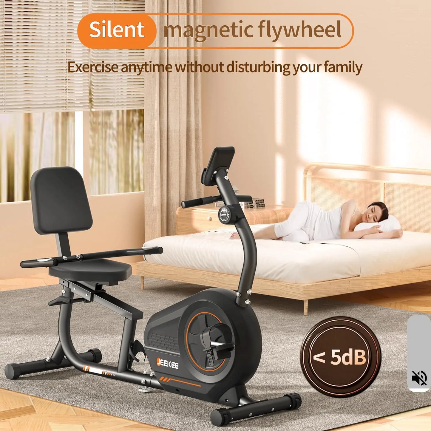 Recumbent Exercise Bike for Seniors,Stationary Bikes for Home, 300LB Capacity & 16 Levels Magnetic Resistance, Heart Rate Handle