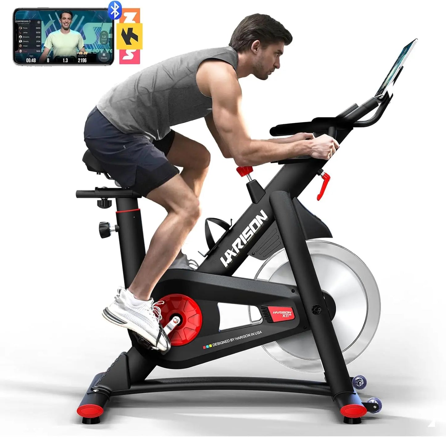 Semi-Commercial Exercise Bike 400 lbs Capacity, Magnetic Stationary Bikes for Home Gym with Bluetooth & Tablet Holder & Comforta