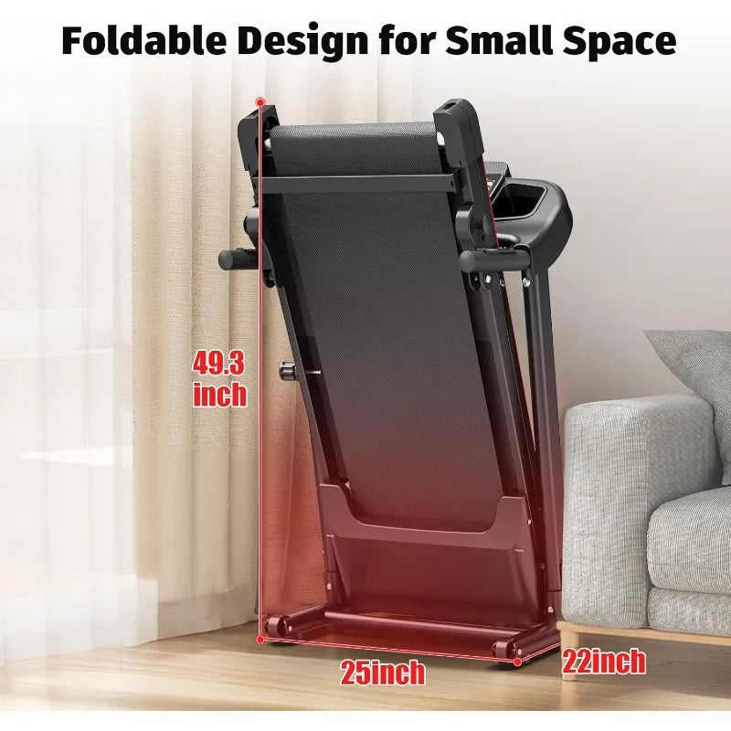 Foldable Treadmill 3.0 HP Quiet Brushless, 7.5 MPH, 300 LBS Capacity for Home Gym Use with Pulse Sensor LED Display Treadmill