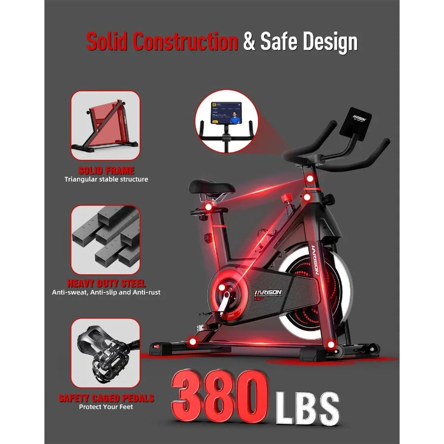 Exercise Bike 400 lbs Capacity, Magnetic Stationary Bikes for Home Gym with Bluetooth & Tablet Holder & Comfortable Seat Cushion