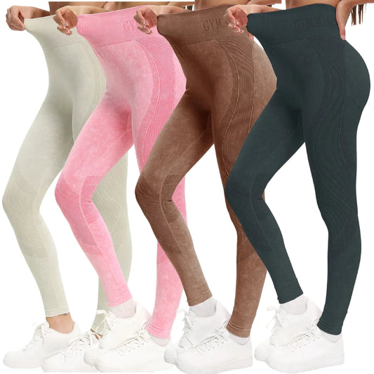 2 Pack Women'S High Waisted Sexy Butt Lifting Seamless Yoga Leggings Elastic And Breathable Fitness Sports Pants For Activewear