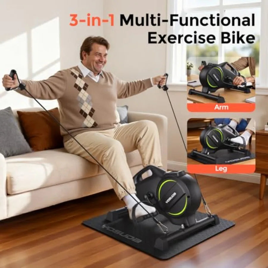 Under Desk Bike Pedal Exerciser Magnetic Mini Exercise Bike Desk Pedal Bike for Home Office Workout in Black with Smooth Silent