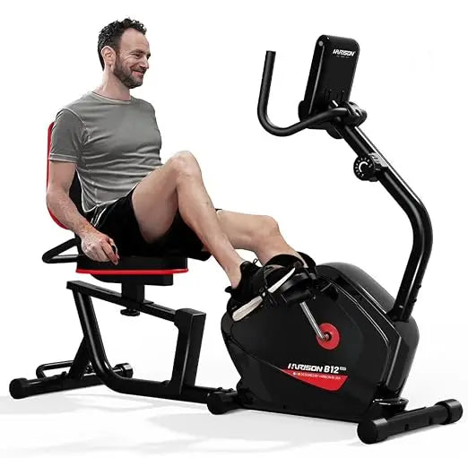 Recumbent Exercise bike for Home 400LBS Capacity, Magnetic Recumbent Exercise Bike with 2 in 1 LCD Monitor and Tablet Holder, R