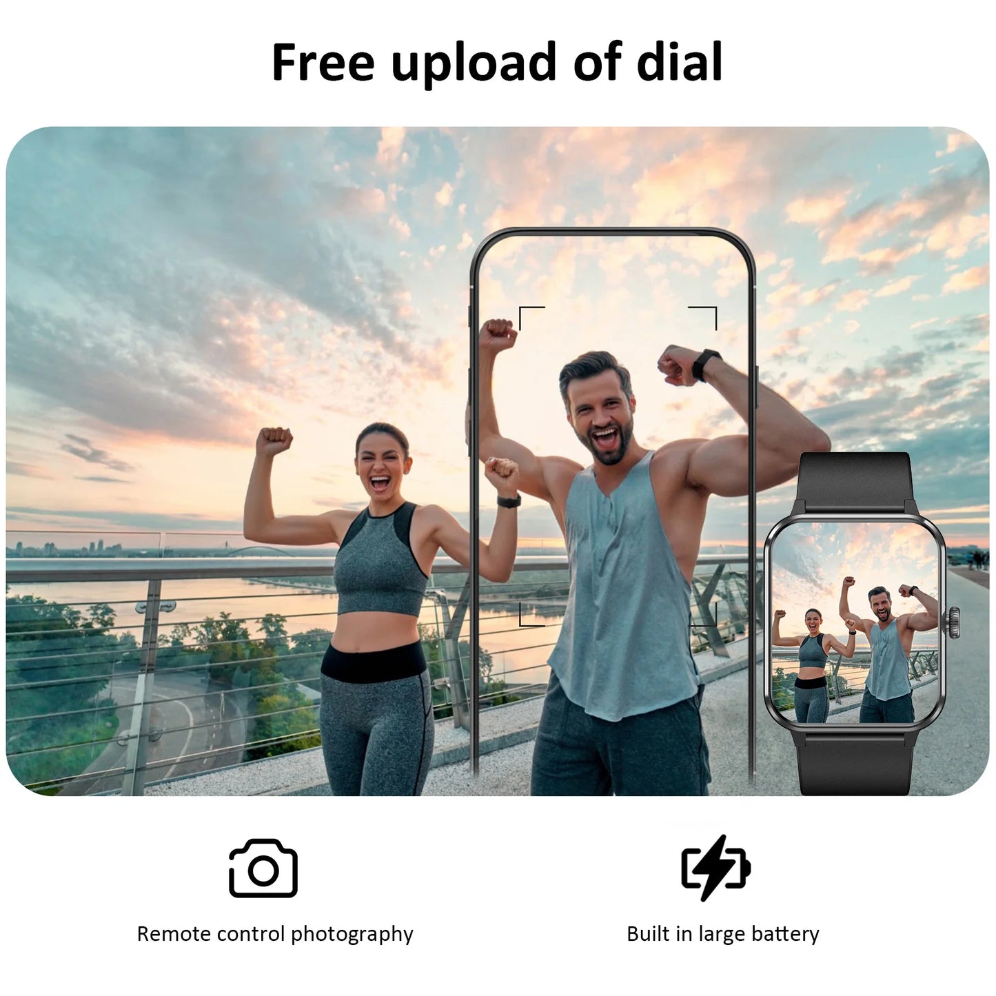 R50 Bluetooth Call Smart Watch 1.85'' HD Display Fitness Sport Watch Heart Health Sleep Monitoring Fitness Men Women Watches