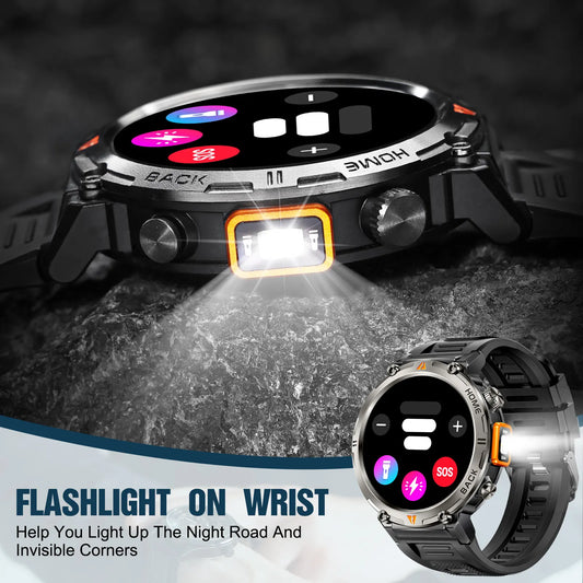 2025 New Bluetooth Call smartwatch for men Full Touch Screen With Health Monitor heart rate Flashlight Smart watch