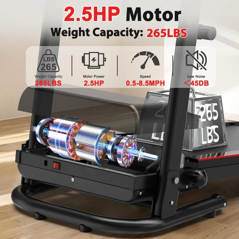 Foldable Treadmill 3.0 HP Quiet Brushless, 7.5 MPH, 300 LBS Capacity for Home Gym Use with Pulse Sensor LED Display Treadmill