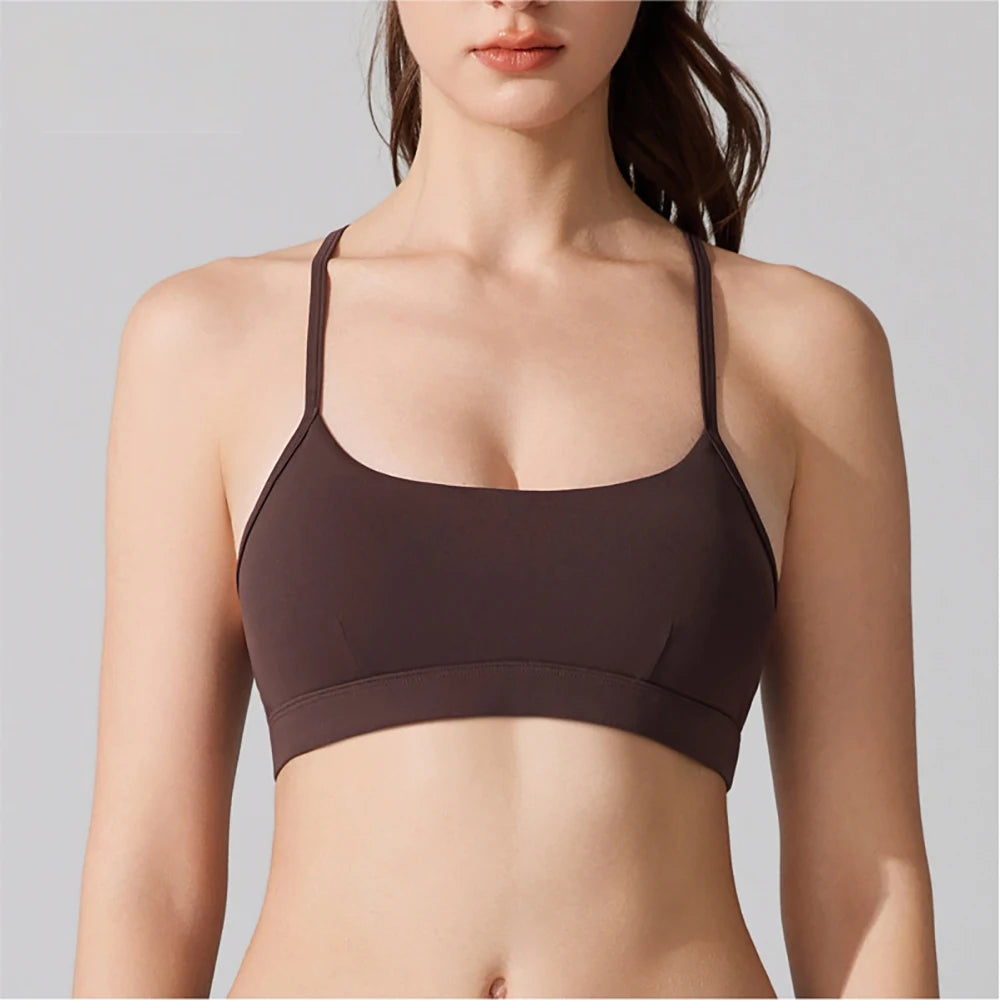Women's  Sports Bra – Racerback Shockproof Push-Up Yoga Top – Adjustable Straps for Running, Fitness & High-Impact Workouts