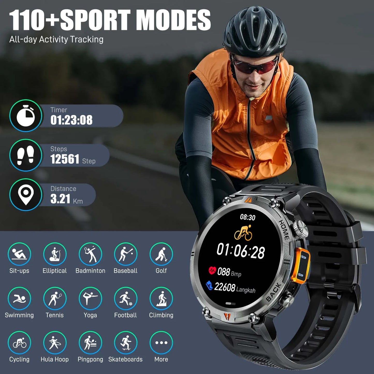 2025 New Bluetooth Call smartwatch for men Full Touch Screen With Health Monitor heart rate Flashlight Smart watch