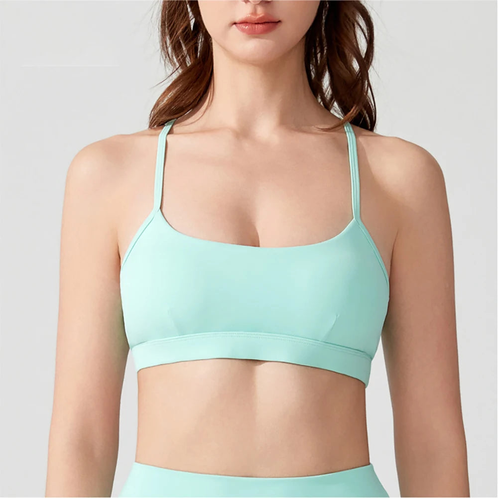 Women's  Sports Bra – Racerback Shockproof Push-Up Yoga Top – Adjustable Straps for Running, Fitness & High-Impact Workouts