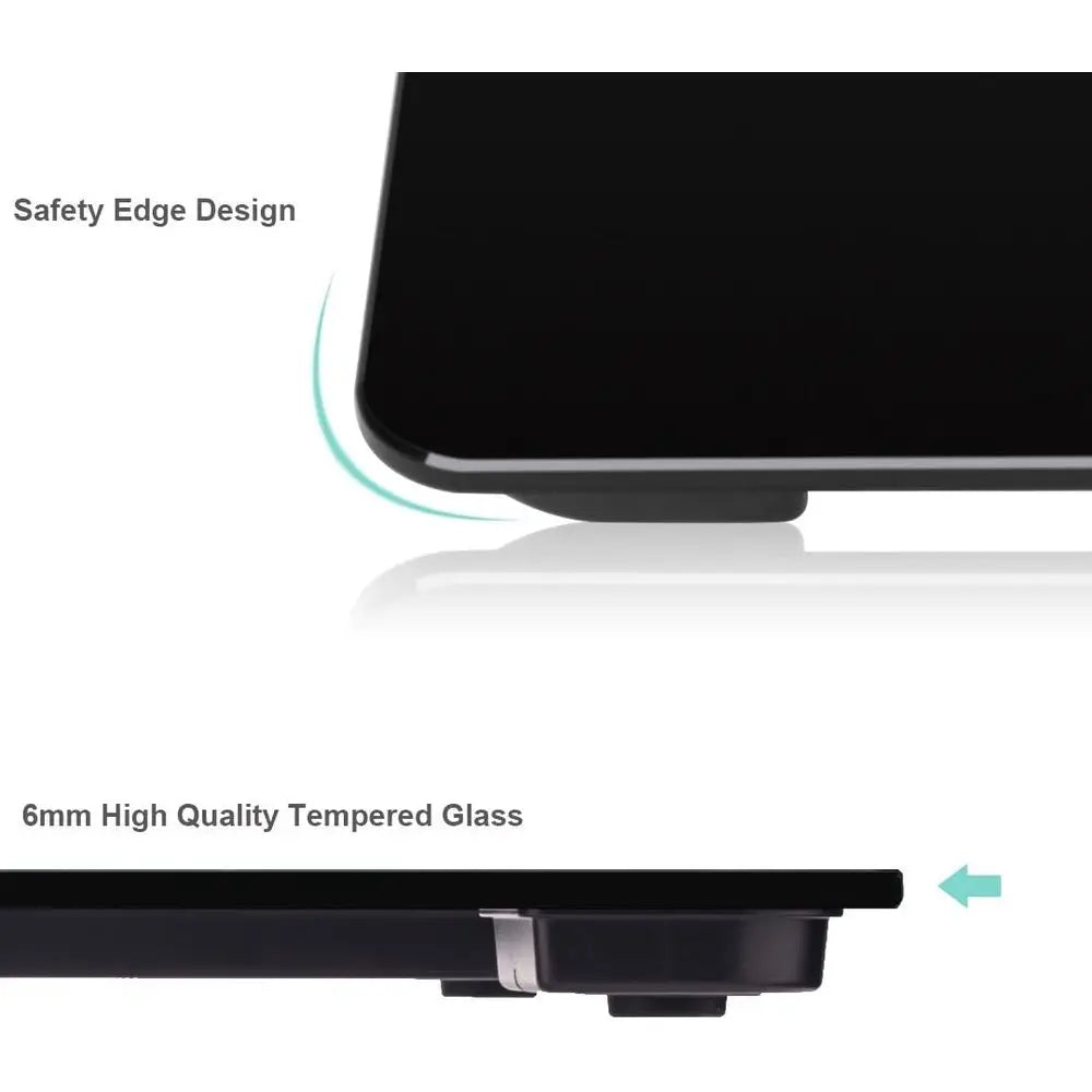 Slimline Step-On Digital Bathroom Scale, Tempered Glass, 400 lbs Capacity, Weight Loss Tracker, Black