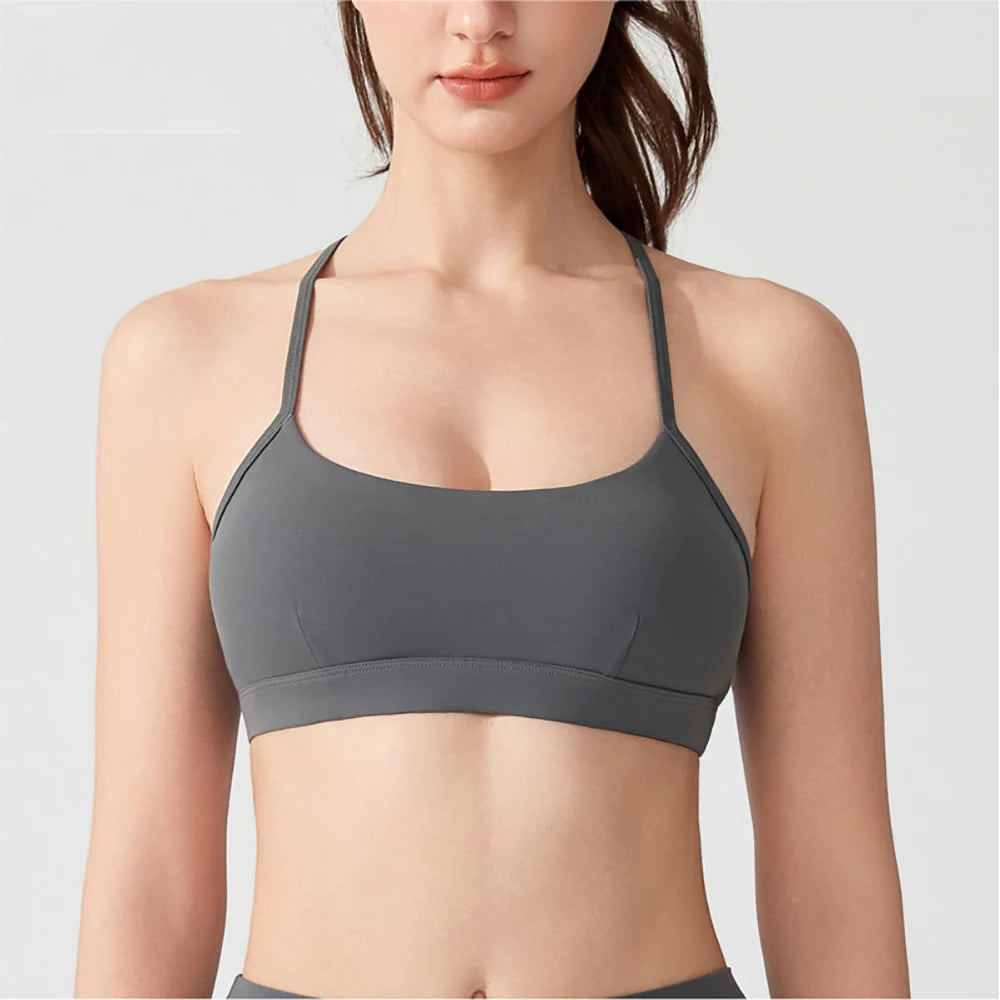 Women's  Sports Bra – Racerback Shockproof Push-Up Yoga Top – Adjustable Straps for Running, Fitness & High-Impact Workouts