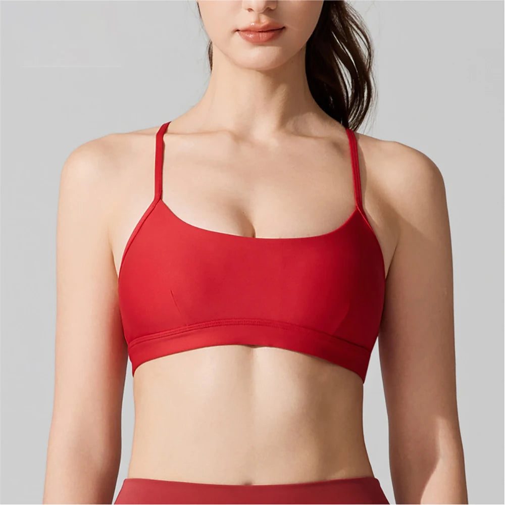 Women's  Sports Bra – Racerback Shockproof Push-Up Yoga Top – Adjustable Straps for Running, Fitness & High-Impact Workouts