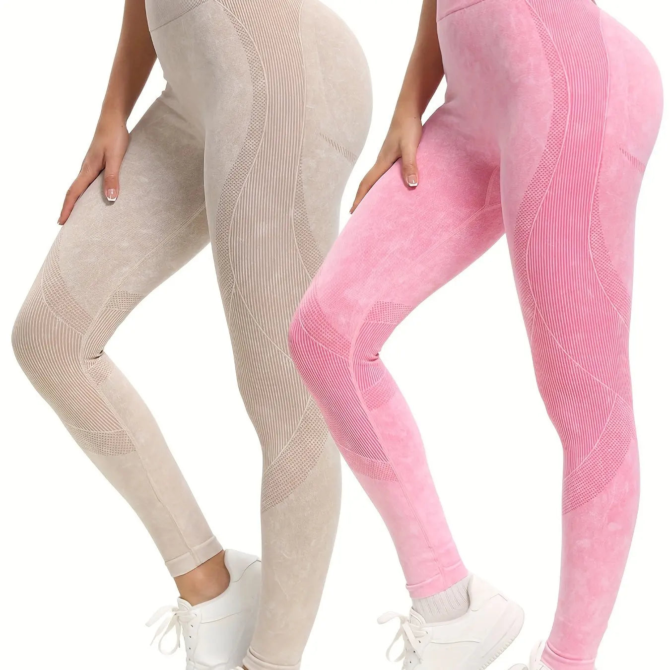 2 Pack Women'S High Waisted Sexy Butt Lifting Seamless Yoga Leggings Elastic And Breathable Fitness Sports Pants For Activewear