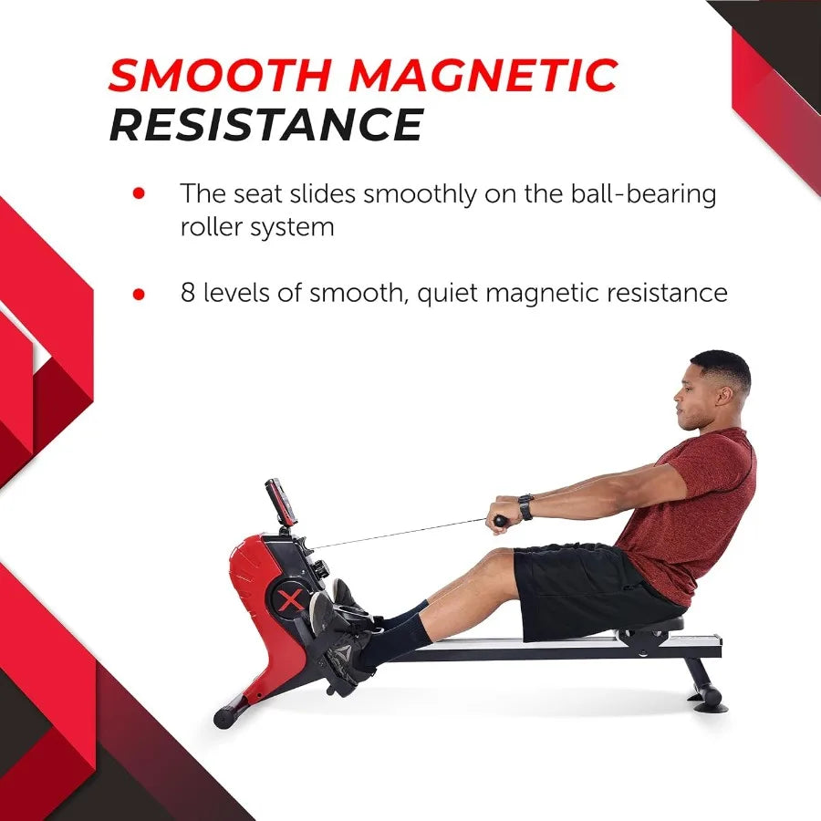 Magnetic Rower Rower Machine with Smart Workout App Rowing Machine with Magnetic Resistance for Home Gym Fitness Up to 250 lbs