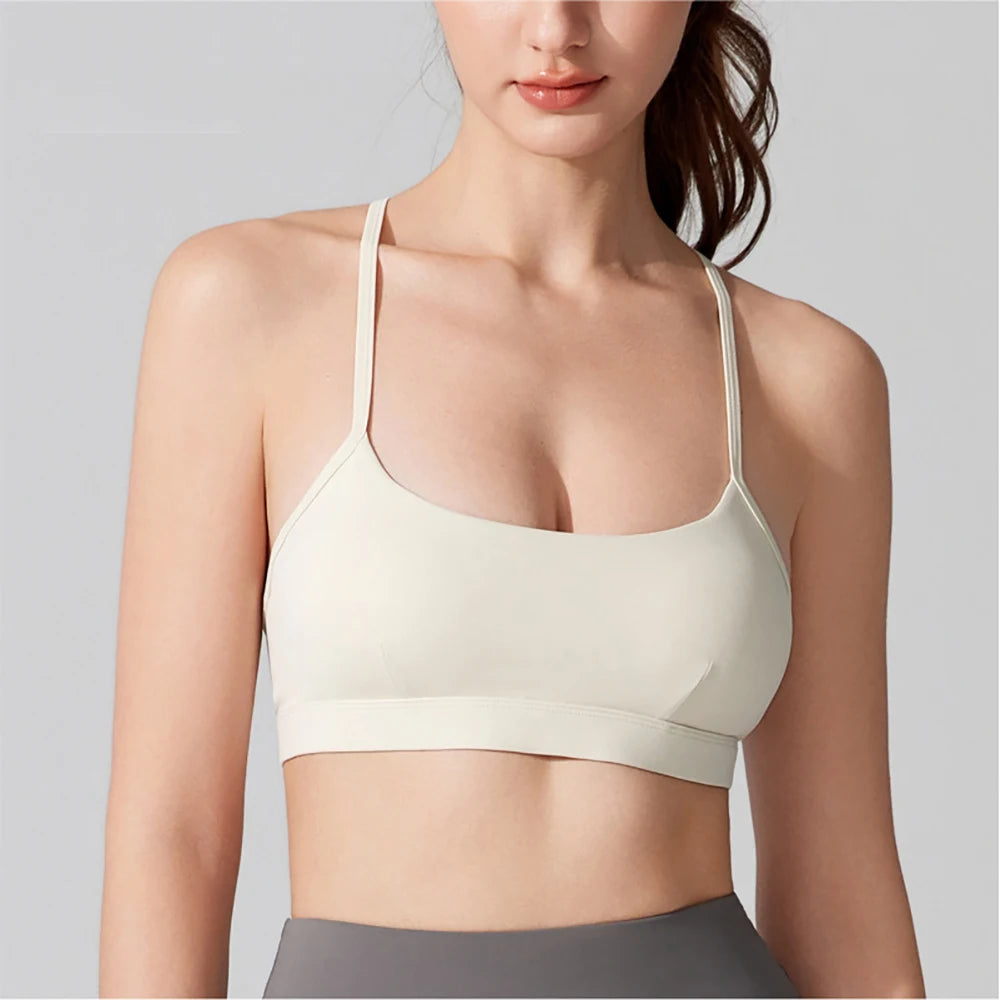 Women's  Sports Bra – Racerback Shockproof Push-Up Yoga Top – Adjustable Straps for Running, Fitness & High-Impact Workouts