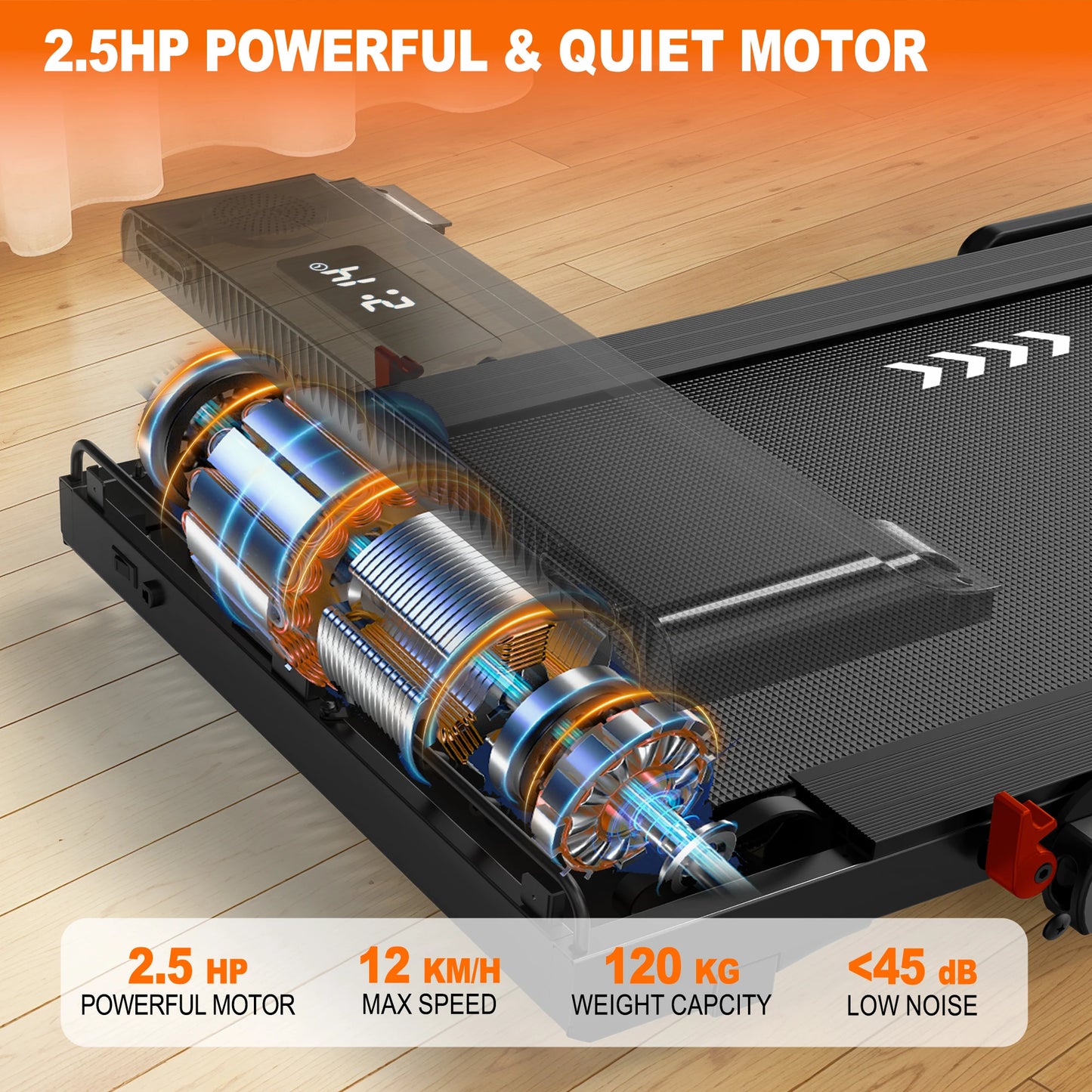 2-in-1 Treadmill for Home, 12 Km/H, Dual Led Display, 12 Programs, Foldable, Shock Absorption, App Compatible