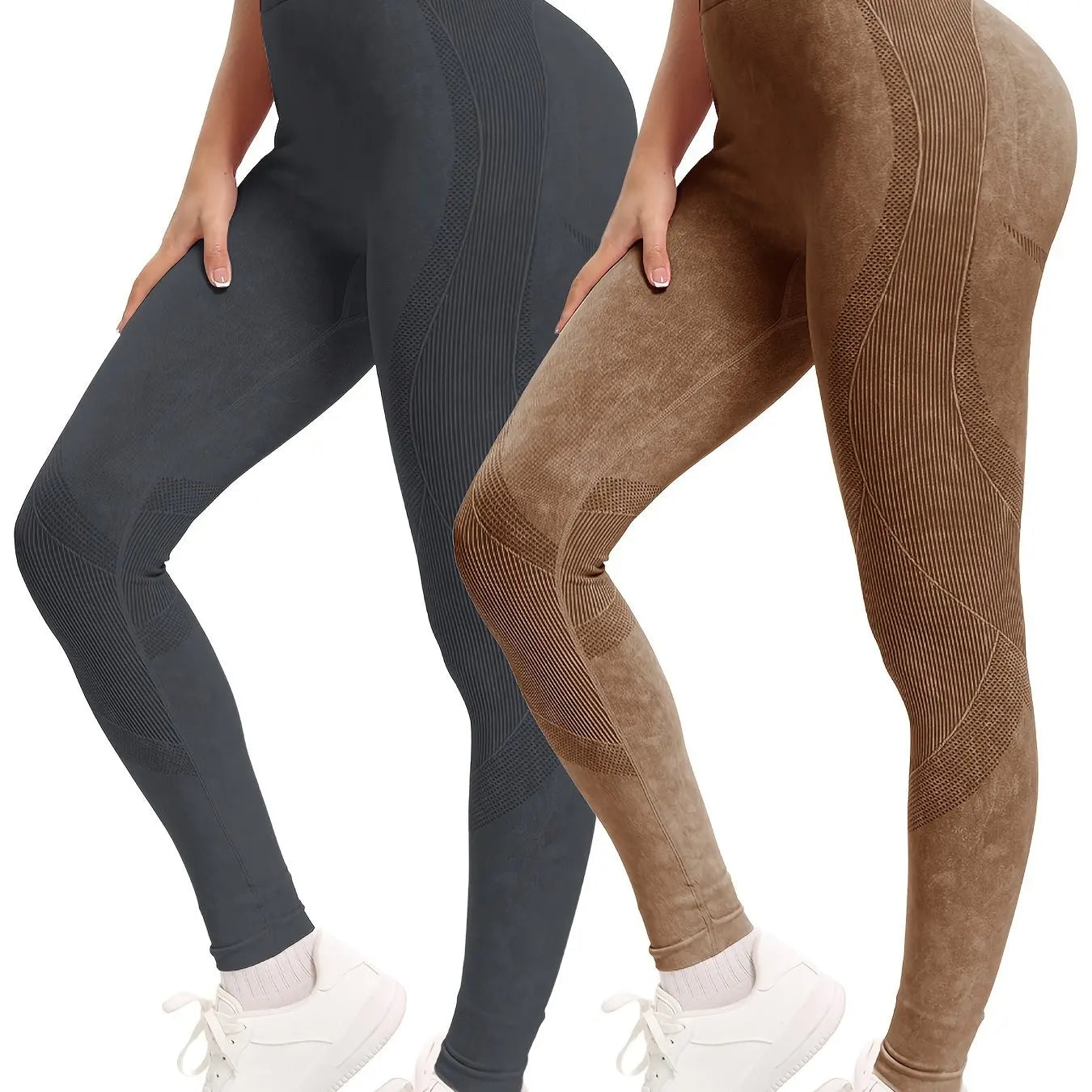 2 Pack Women'S High Waisted Sexy Butt Lifting Seamless Yoga Leggings Elastic And Breathable Fitness Sports Pants For Activewear