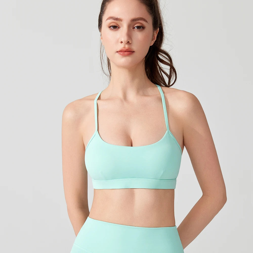 Women's  Sports Bra – Racerback Shockproof Push-Up Yoga Top – Adjustable Straps for Running, Fitness & High-Impact Workouts