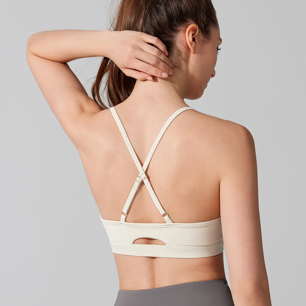 Women's  Sports Bra – Racerback Shockproof Push-Up Yoga Top – Adjustable Straps for Running, Fitness & High-Impact Workouts