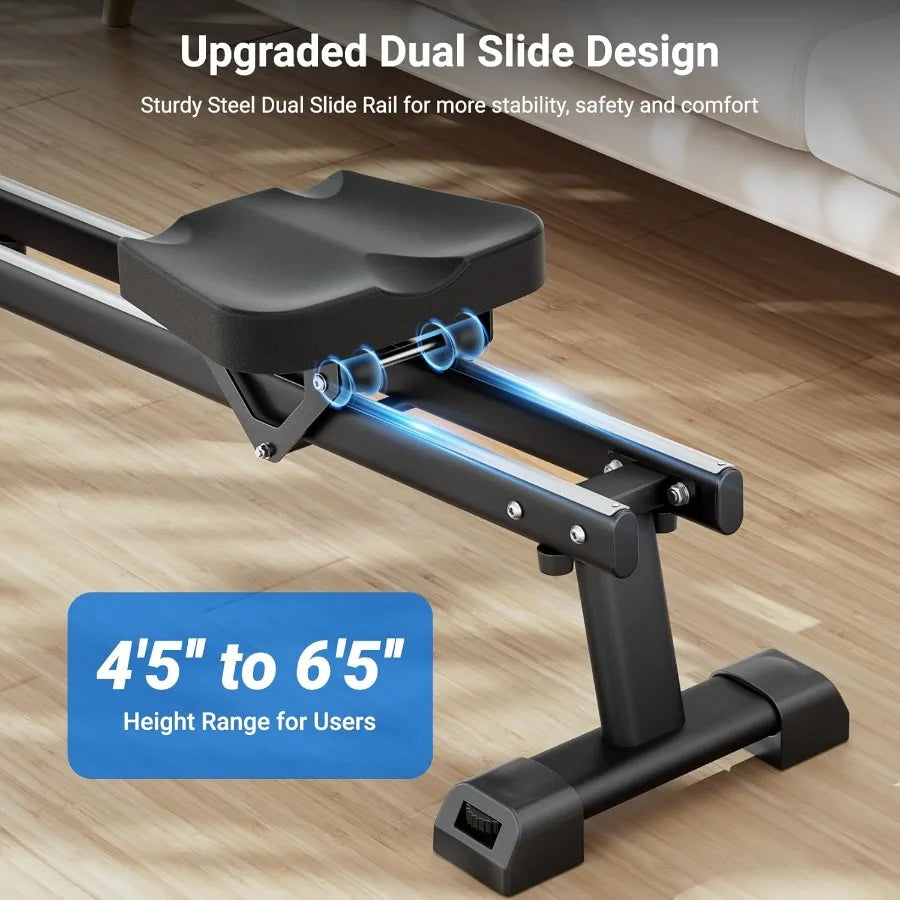 Rowing Machines for Home Use, Rowing Machine Magnetic Rower, 16 Levels of Workout Resistance, Max 350 LBS, Dual Slide Rail, Blue