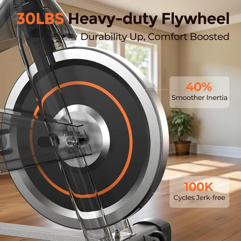 Exercise Bike, Brake Pad Stationary Bike for Home with Exclusive App, Magnetic Indoor Cycling Bike with 300 lb Weight Capacity