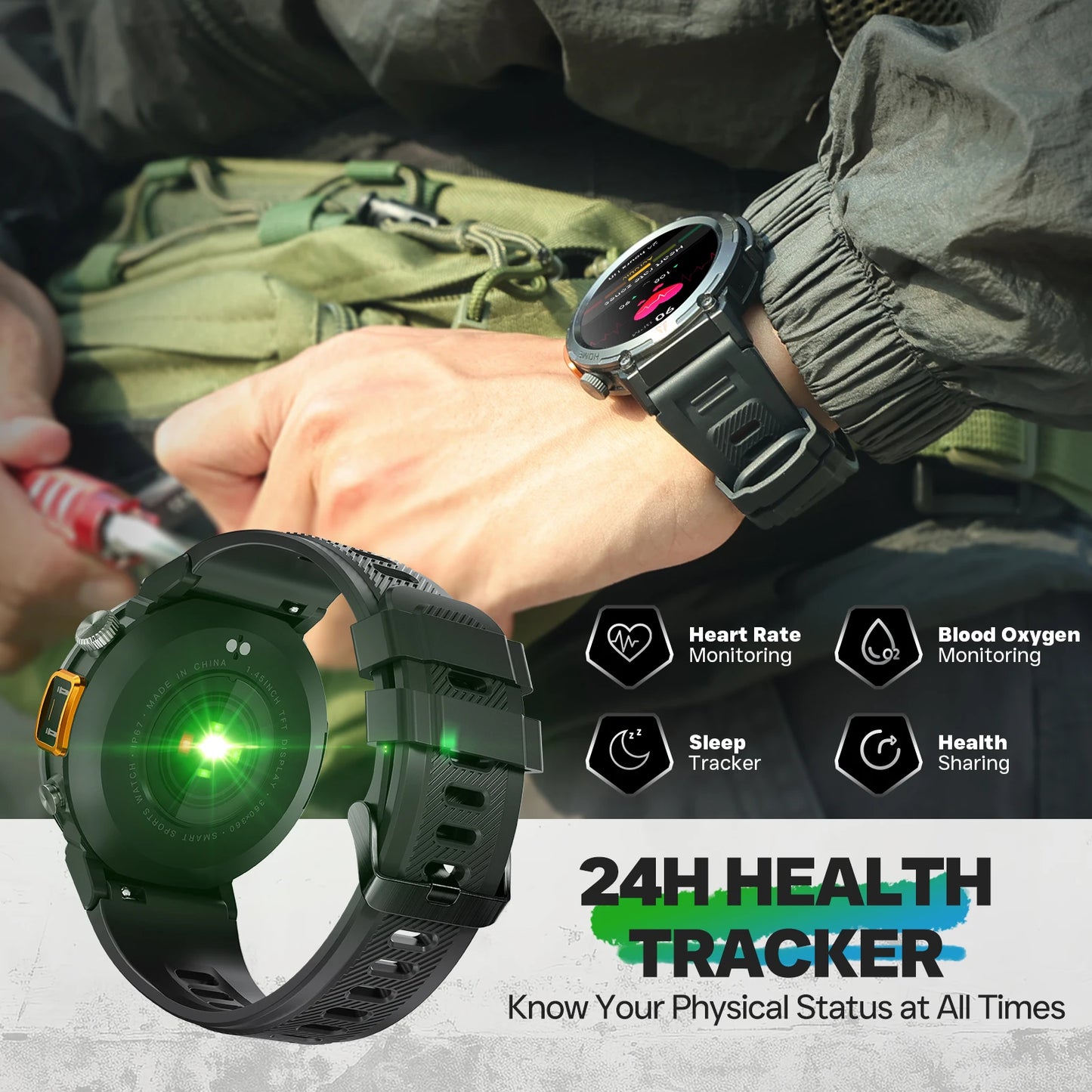 2025 New Bluetooth Call smartwatch for men Full Touch Screen With Health Monitor heart rate Flashlight Smart watch