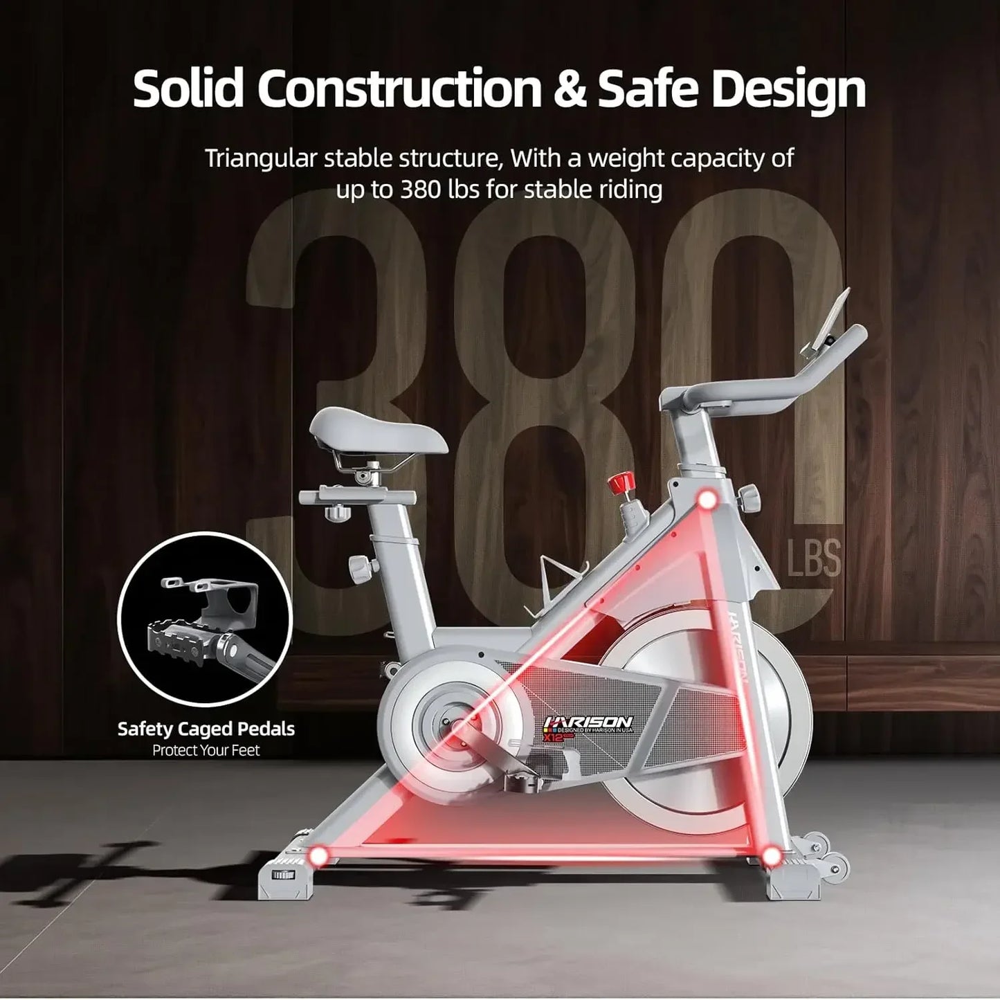 Semi-Commercial Exercise Bike 400 lbs Capacity, Magnetic Stationary Bikes for Home Gym with Bluetooth & Tablet Holder & Comforta