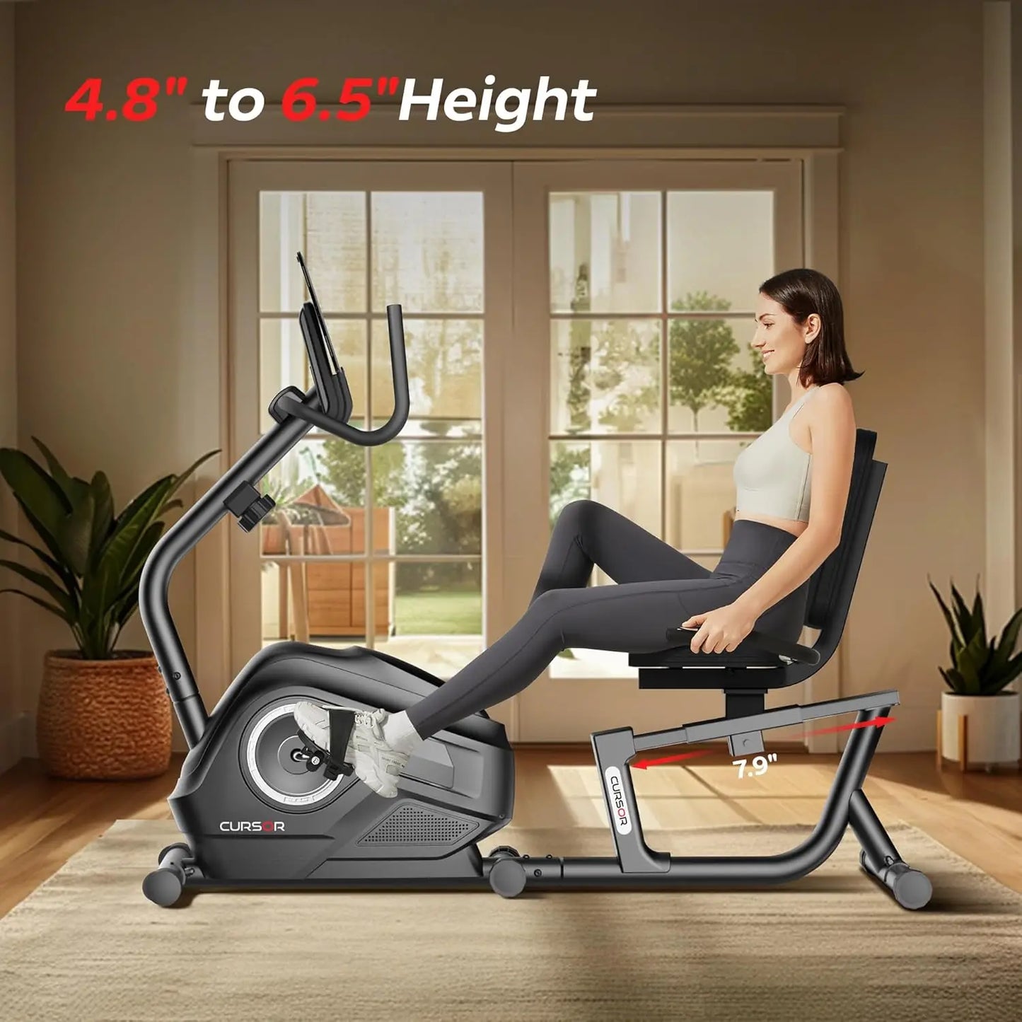 Recumbent Exercise Bike, Stationary Bikes for Home with Adjustable Seat, 16-Level Magnetic Resistance Recumbent Exercise Bike fo